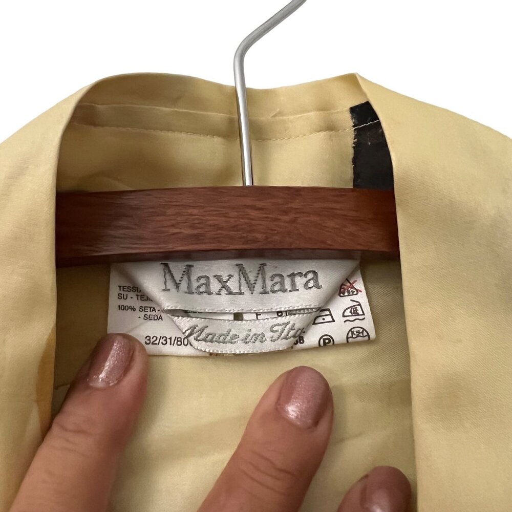 MaxMara Womens Beige Black Polka Dot Italy Silk Organza Button Shirt Blouse Sz 4 - Picture 6 of 6